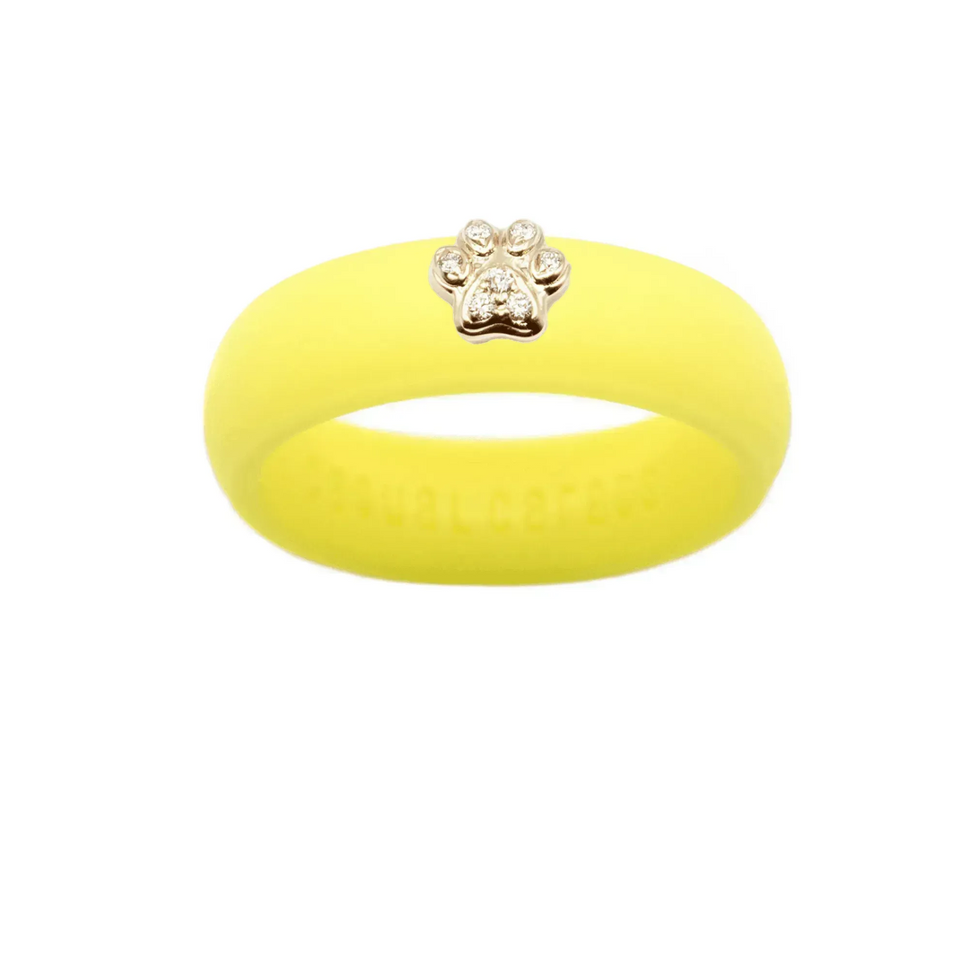 Diamond Paw Print Silicone Ring - Size 4