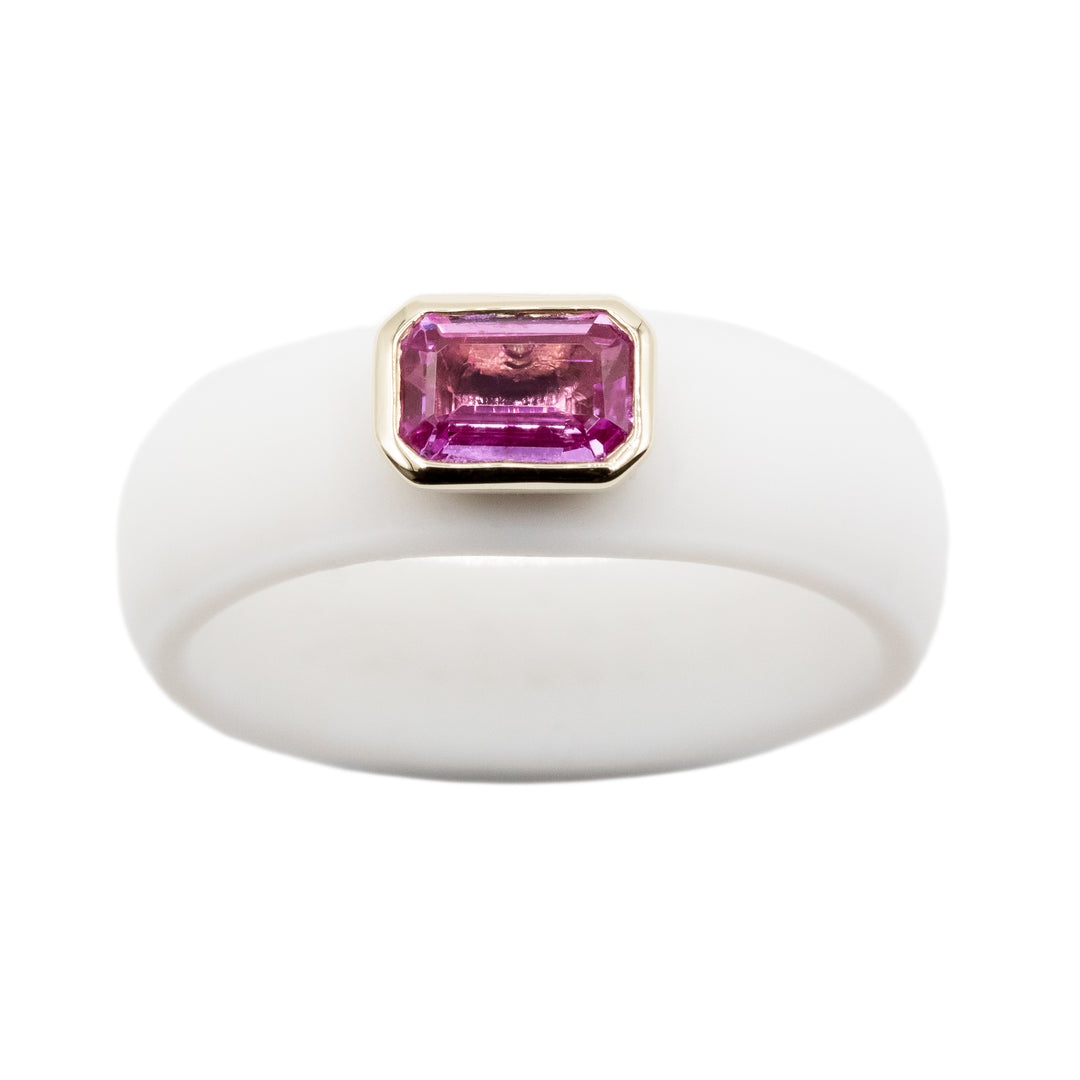 Emerald Cut Pink Sapphire Silicone Ring