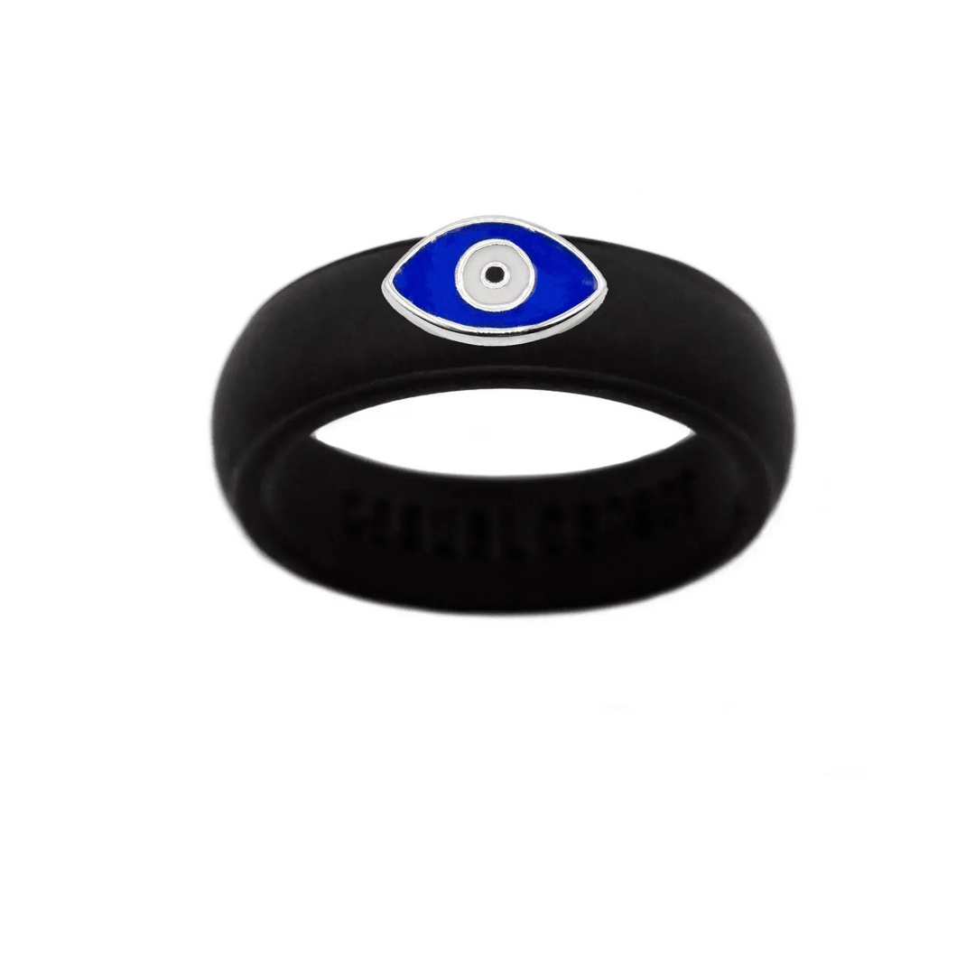 Enamel Evil Eye Silicone Ring - Size 7