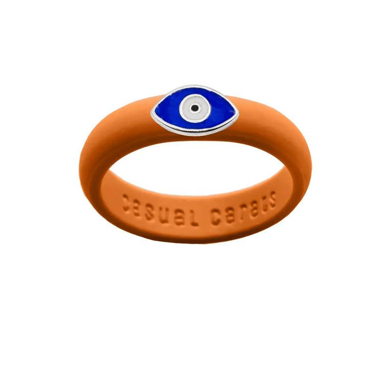 Enamel Evil Eye Silicone Ring - Size 7