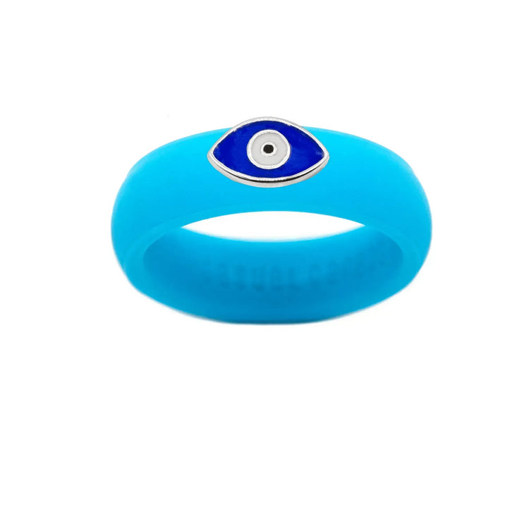 Enamel Evil Eye Silicone Ring - Size 7