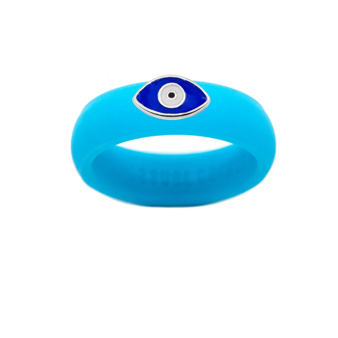 Enamel Evil Eye Silicone Ring - Size 4