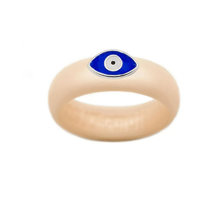 Enamel Evil Eye Silicone Ring - Size 7