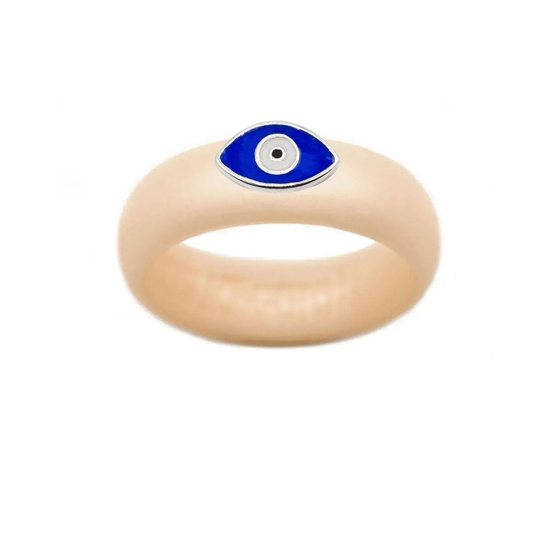 Enamel Evil Eye Silicone Ring - Size 7