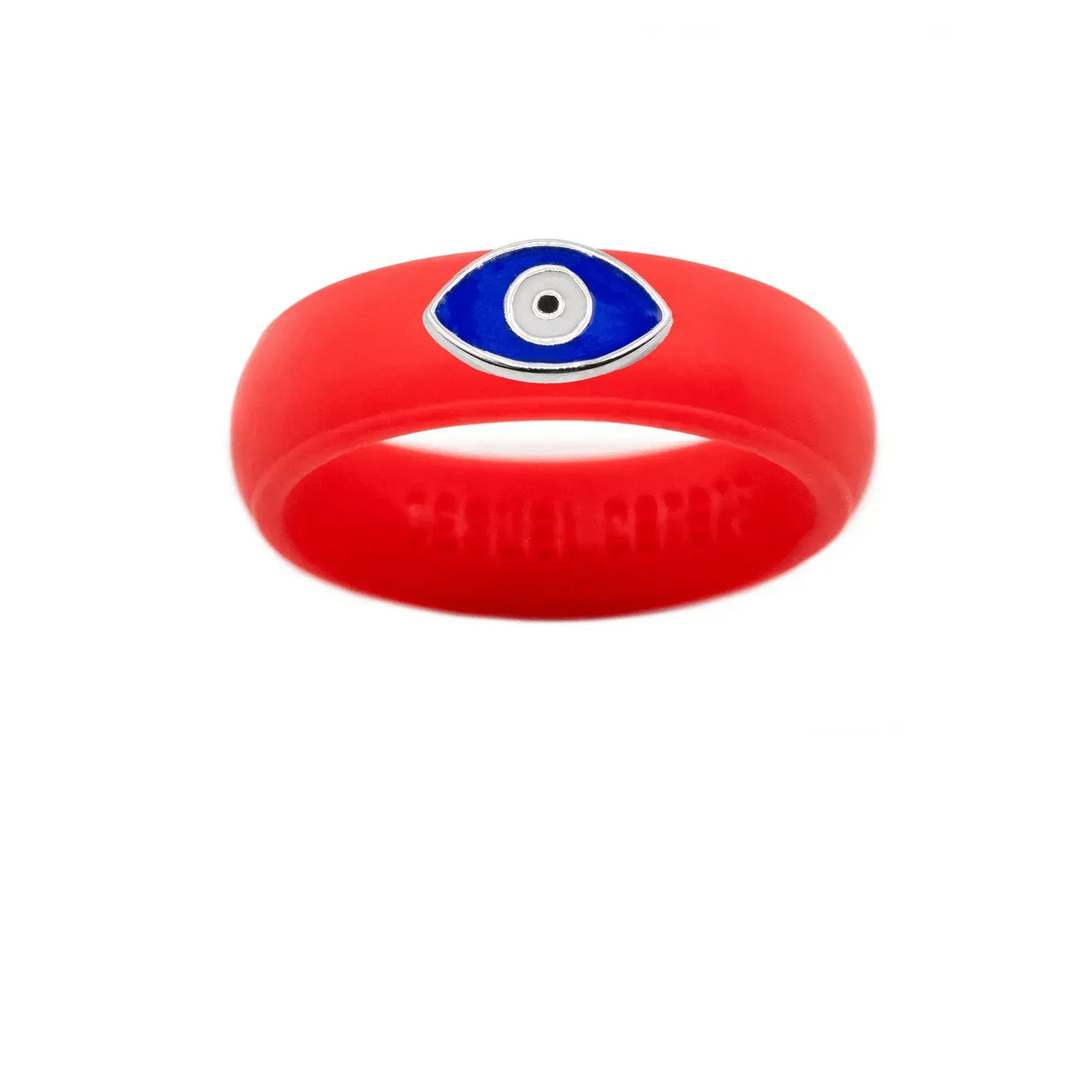 Enamel Evil Eye Silicone Ring - Size 7