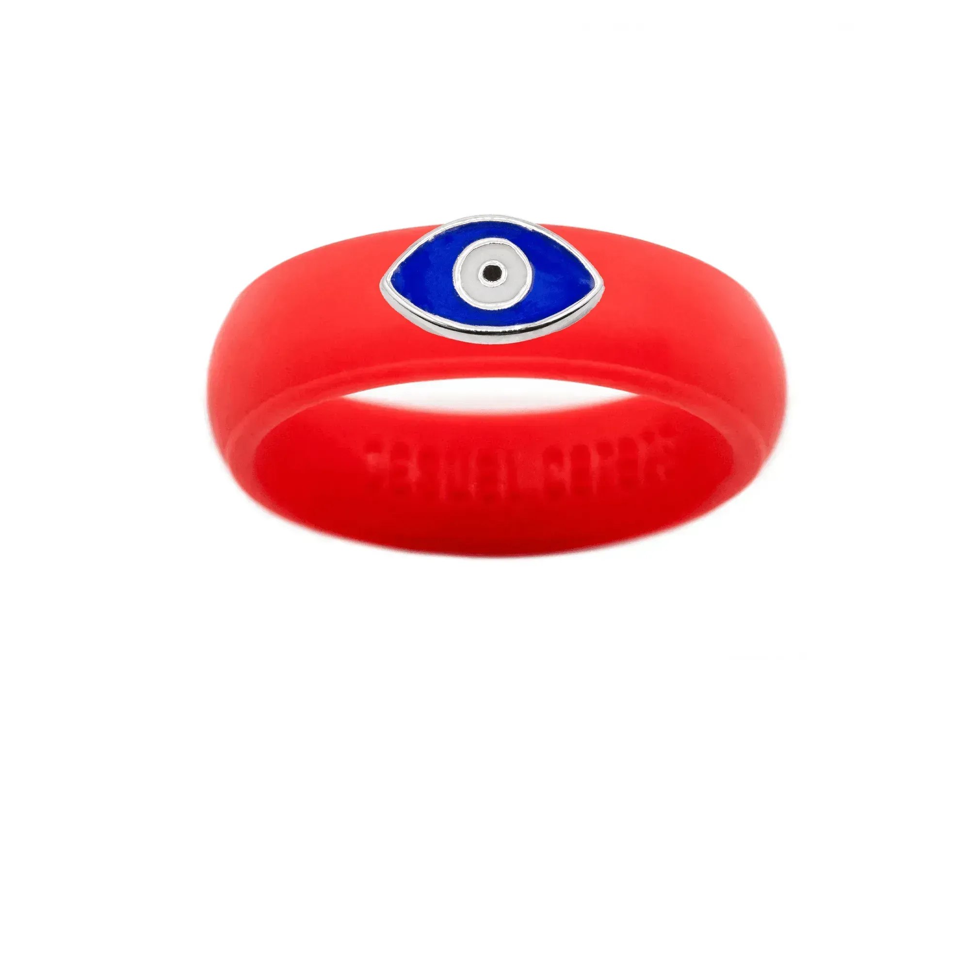 Enamel Evil Eye Silicone Ring - Size 6