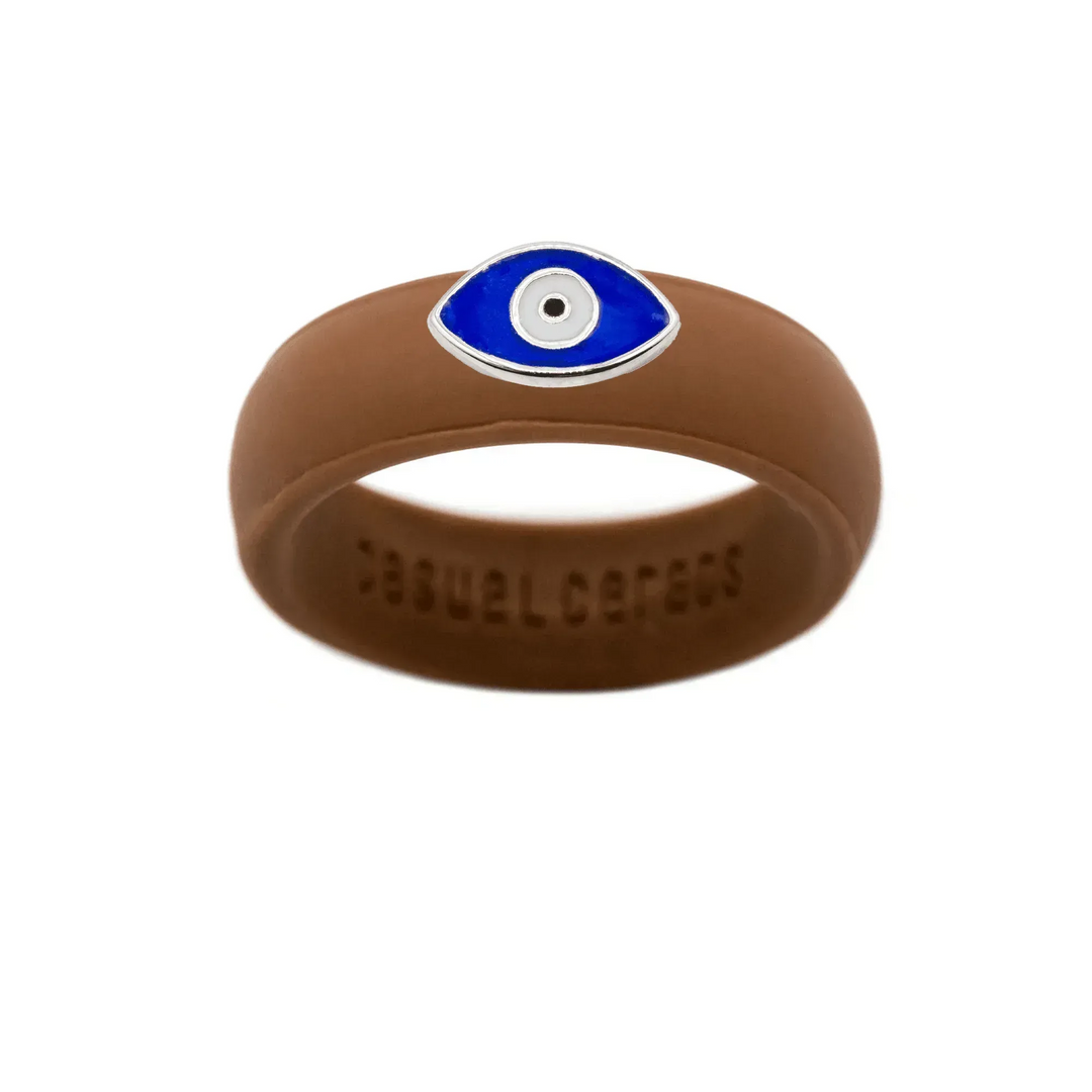 Enamel Evil Eye Silicone Ring - Size 7