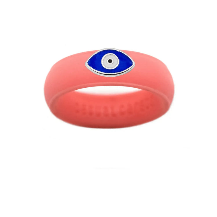 Enamel Evil Eye Silicone Ring - Size 7