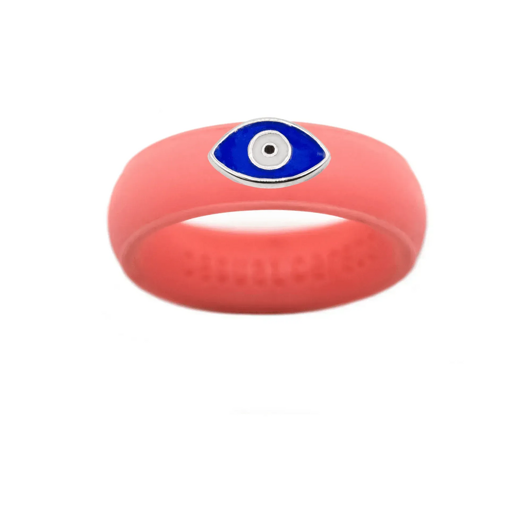Enamel Evil Eye Silicone Ring - Size 7