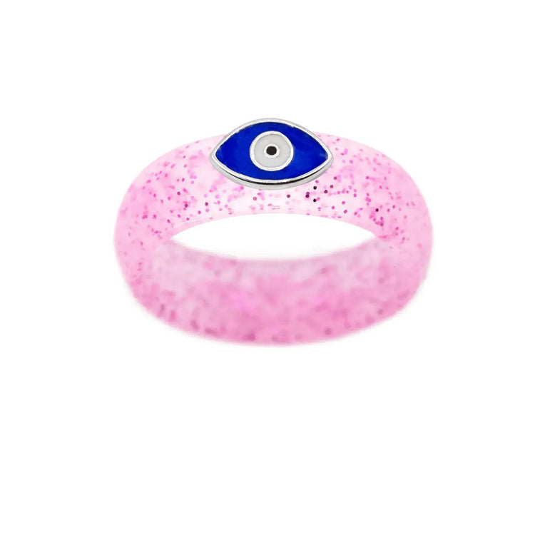 Enamel Evil Eye Silicone Ring - Size 7