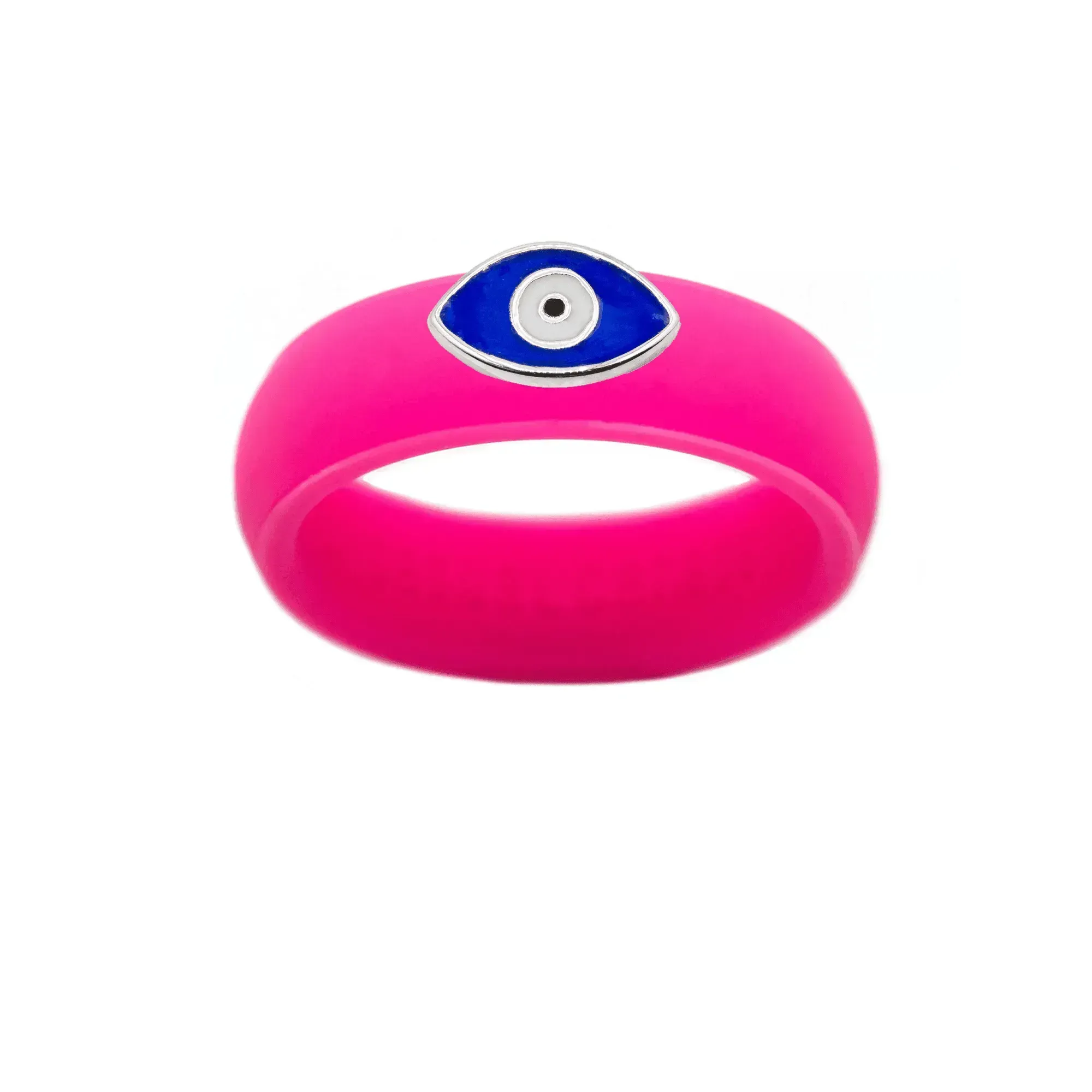 Enamel Evil Eye Silicone Ring - Size 9