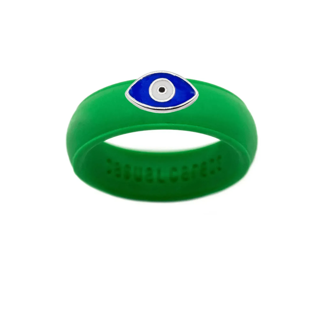 Enamel Evil Eye Silicone Ring - Size 7
