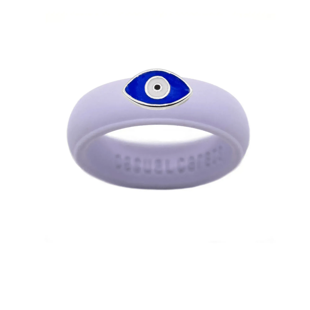 Enamel Evil Eye Silicone Ring - Size 7