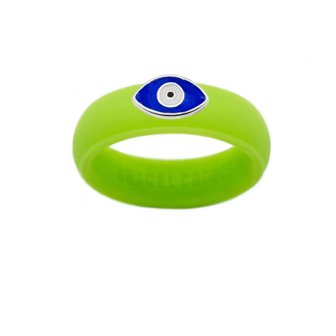 Enamel Evil Eye Silicone Ring - Size 7