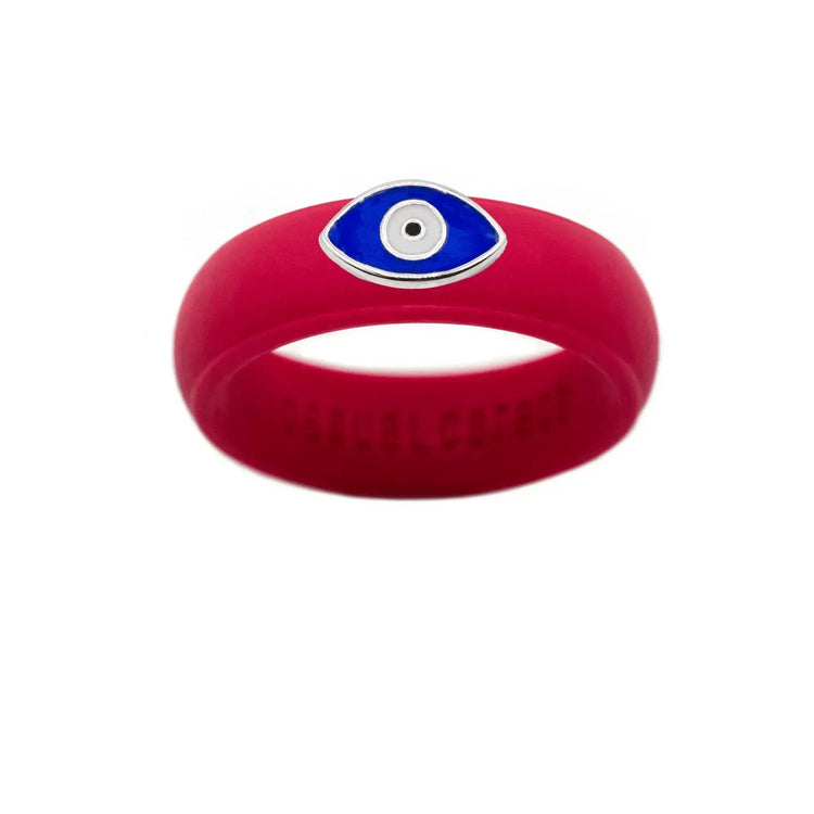 Enamel Evil Eye Silicone Ring - Size 7