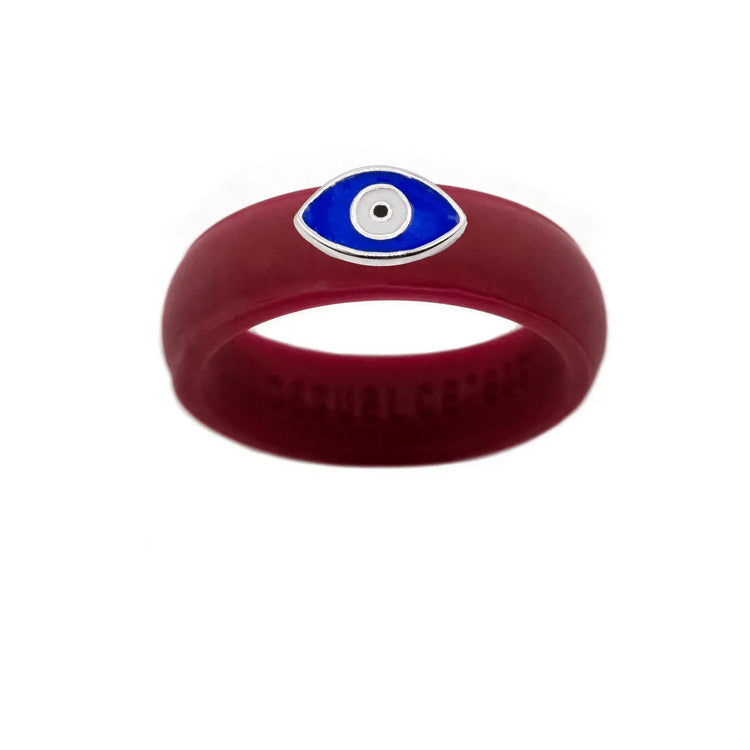 Enamel Evil Eye Silicone Ring - Size 7