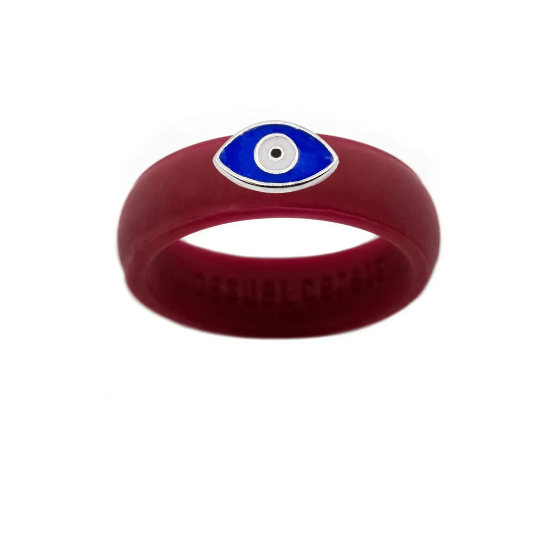 Enamel Evil Eye Silicone Ring - Size 7