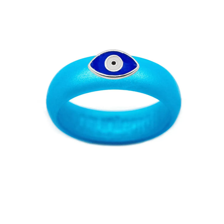 Enamel Evil Eye Silicone Ring - Size 7