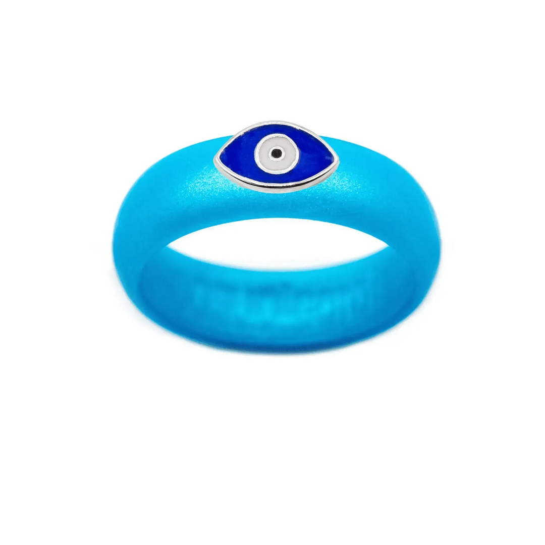 Enamel Evil Eye Silicone Ring - Size 7