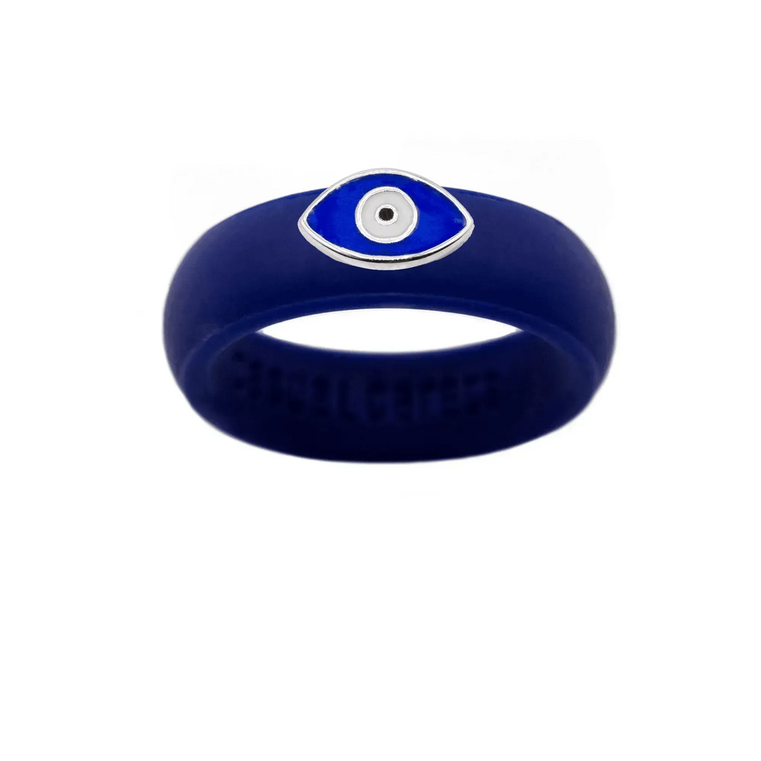 Enamel Evil Eye Silicone Ring - Size 7