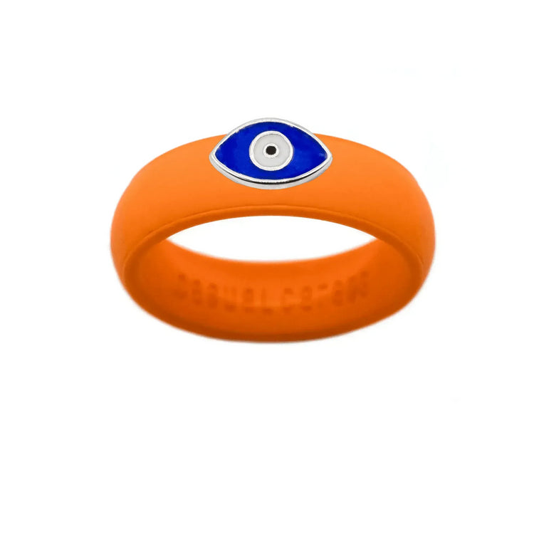 Enamel Evil Eye Silicone Ring - Size 7