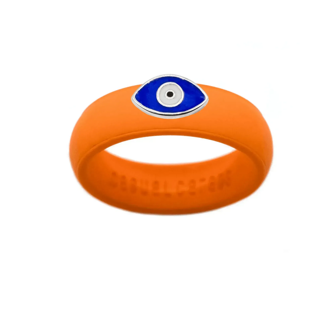 Enamel Evil Eye Silicone Ring - Size 7