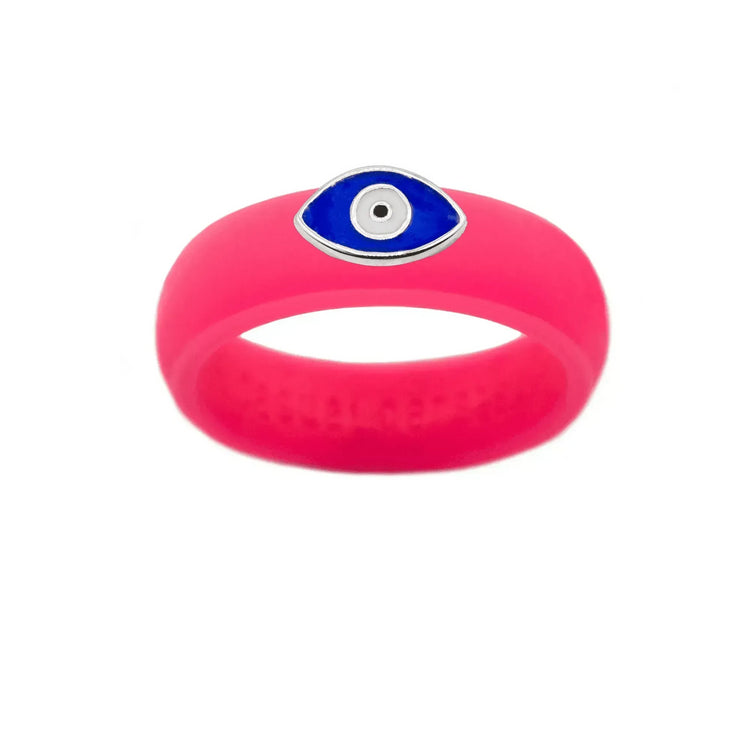 Enamel Evil Eye Silicone Ring - Size 7