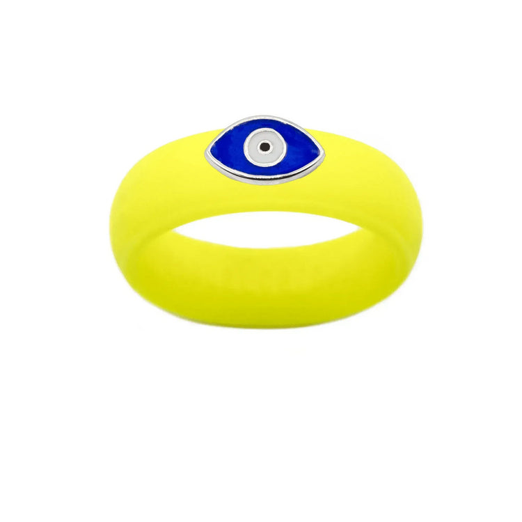 Enamel Evil Eye Silicone Ring - Size 7