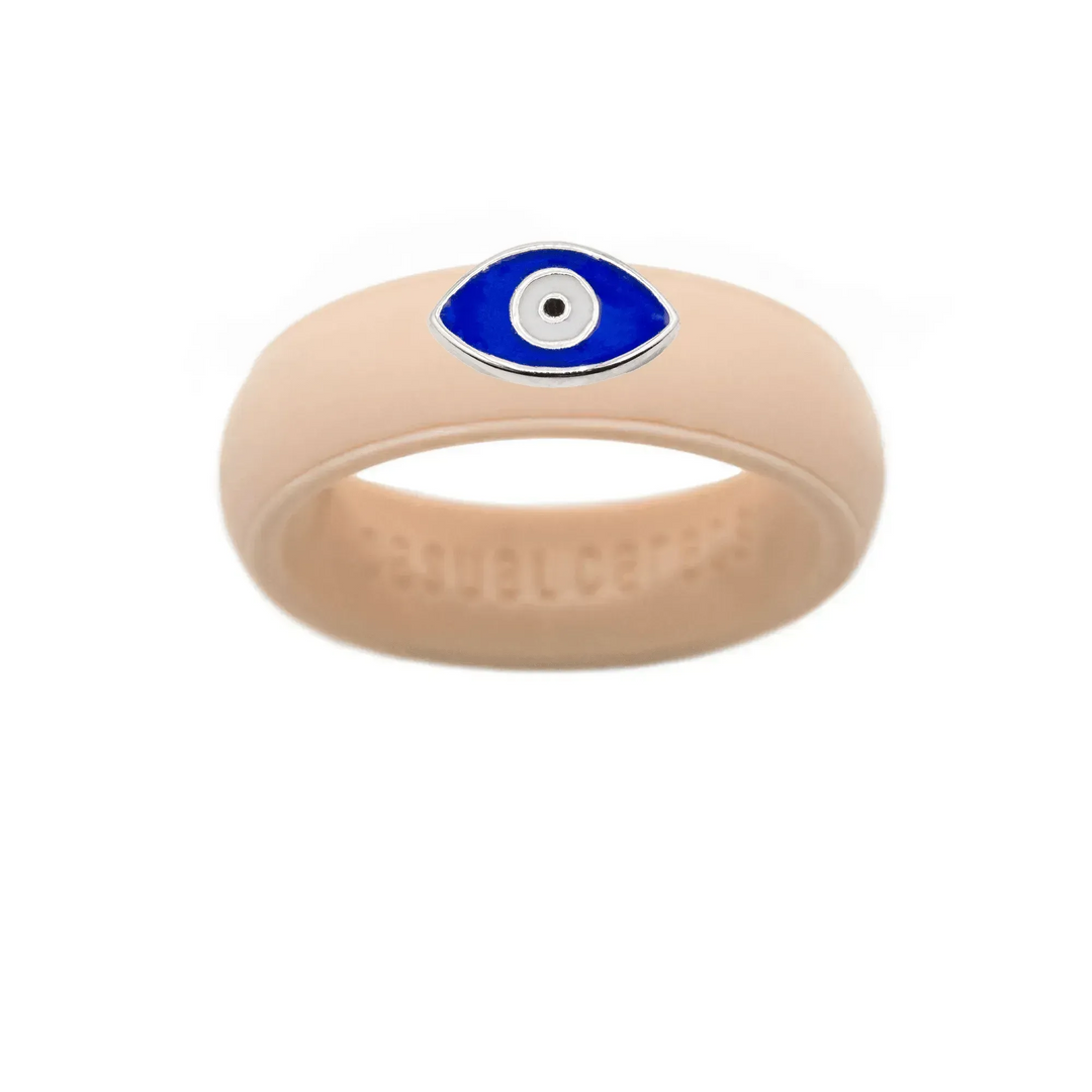 Enamel Evil Eye Silicone Ring - Size 8