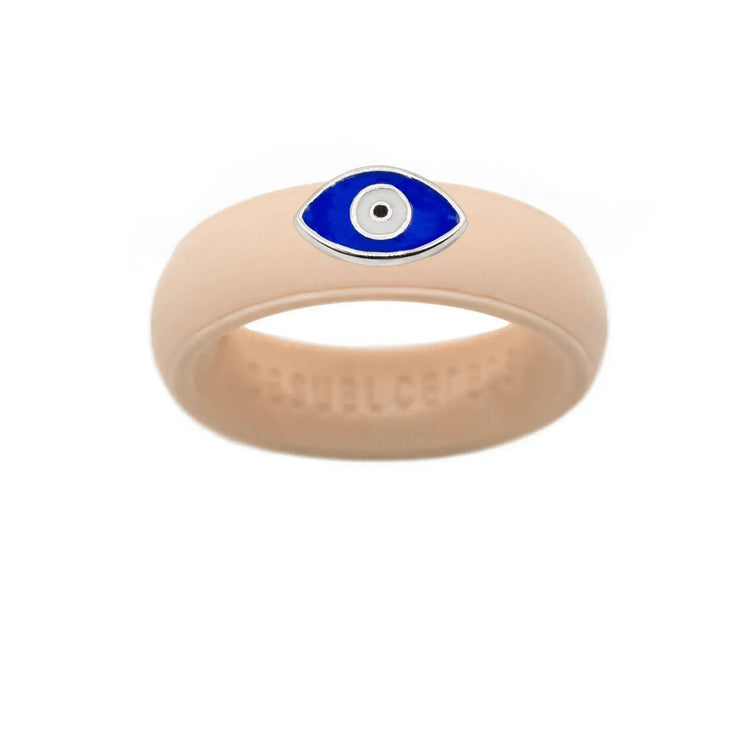 Enamel Evil Eye Silicone Ring - Size 7