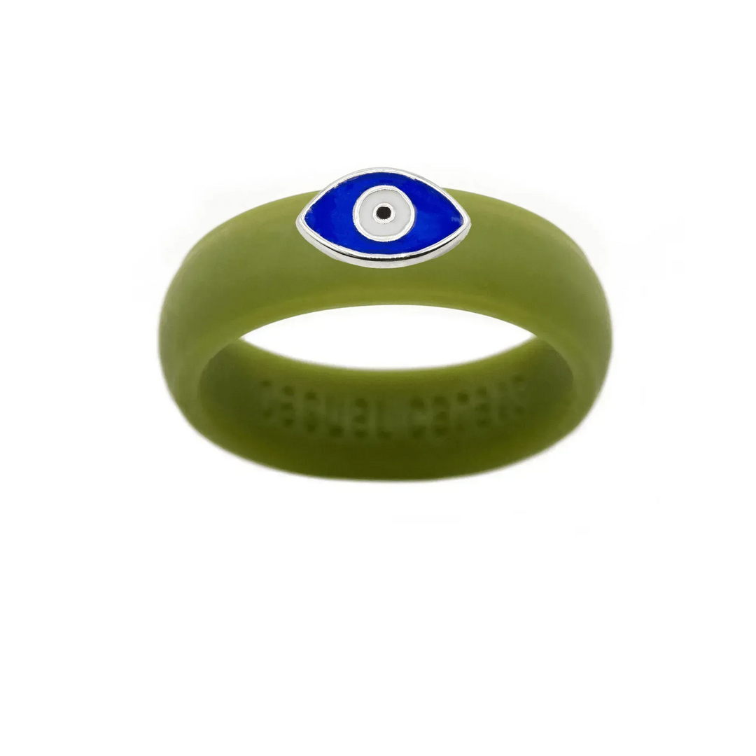 Enamel Evil Eye Silicone Ring - Size 7