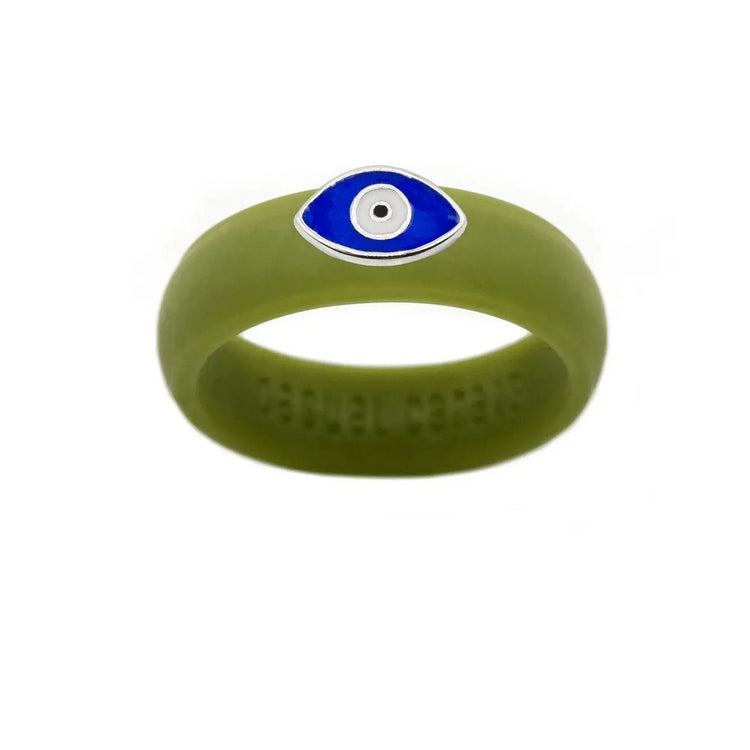 Enamel Evil Eye Silicone Ring - Size 9