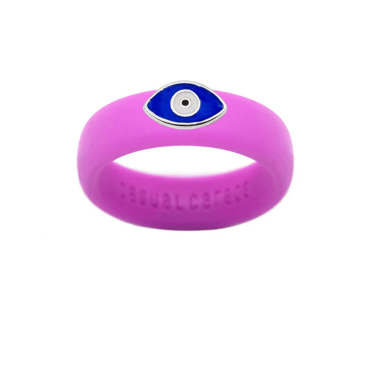 Enamel Evil Eye Silicone Ring - Size 7