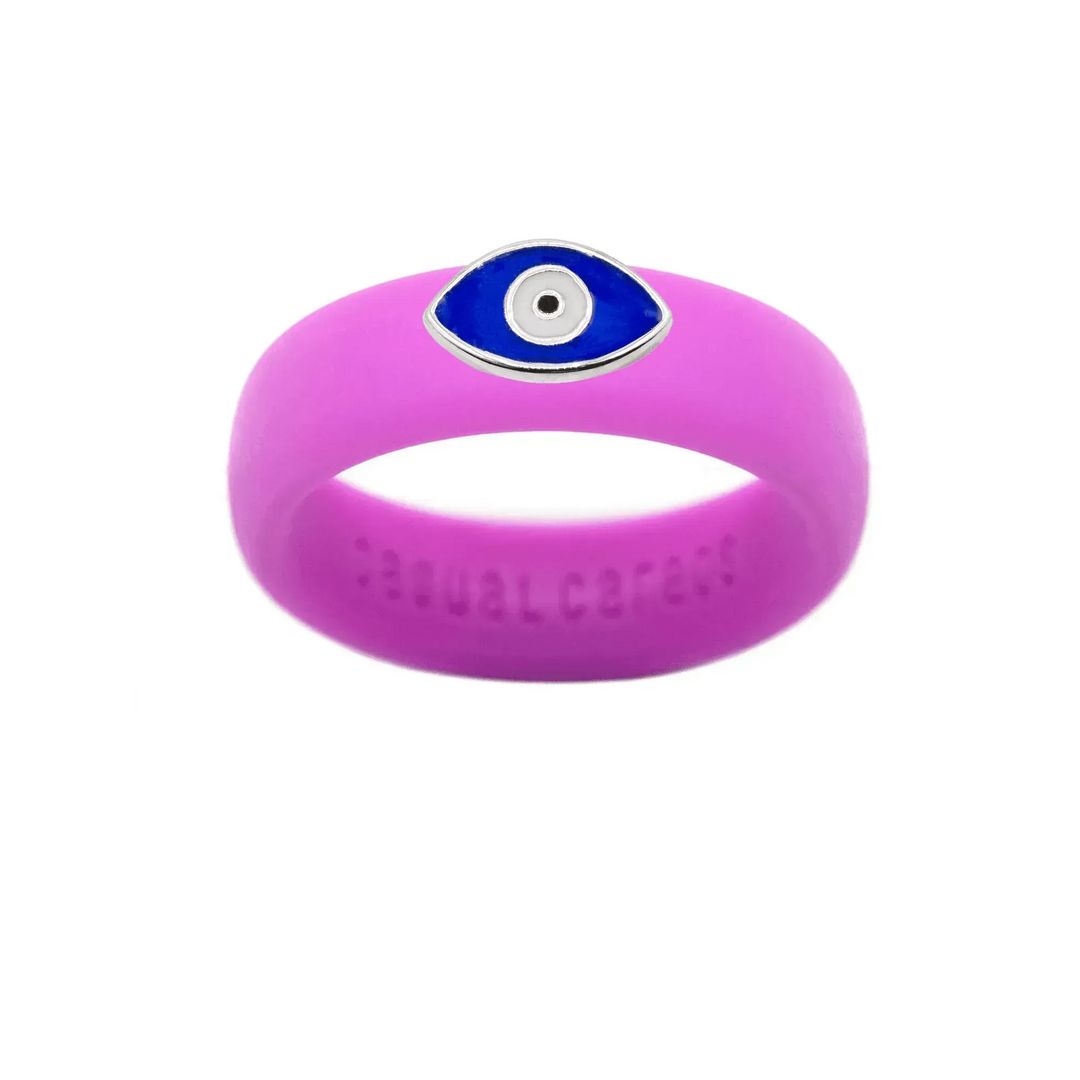 Enamel Evil Eye Silicone Ring - Size 7
