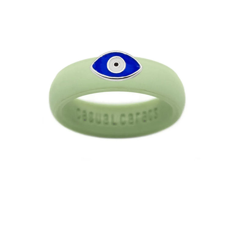 Enamel Evil Eye Silicone Ring - Size 7