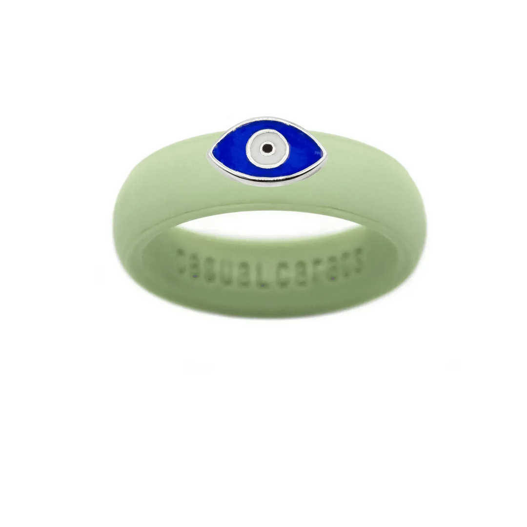 Enamel Evil Eye Silicone Ring - Size 7