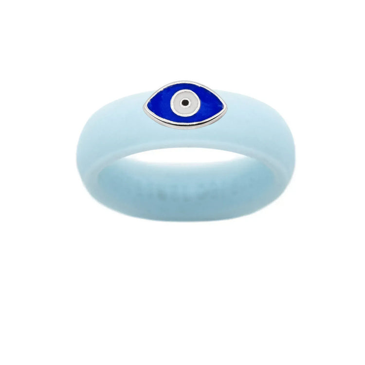 Enamel Evil Eye Silicone Ring - Size 7
