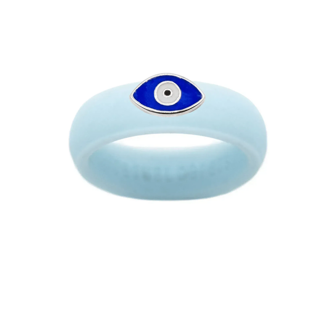 Enamel Evil Eye Silicone Ring - Size 7