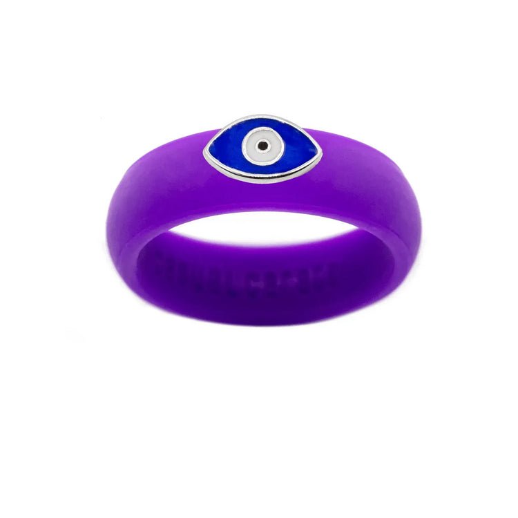Enamel Evil Eye Silicone Ring - Size 7