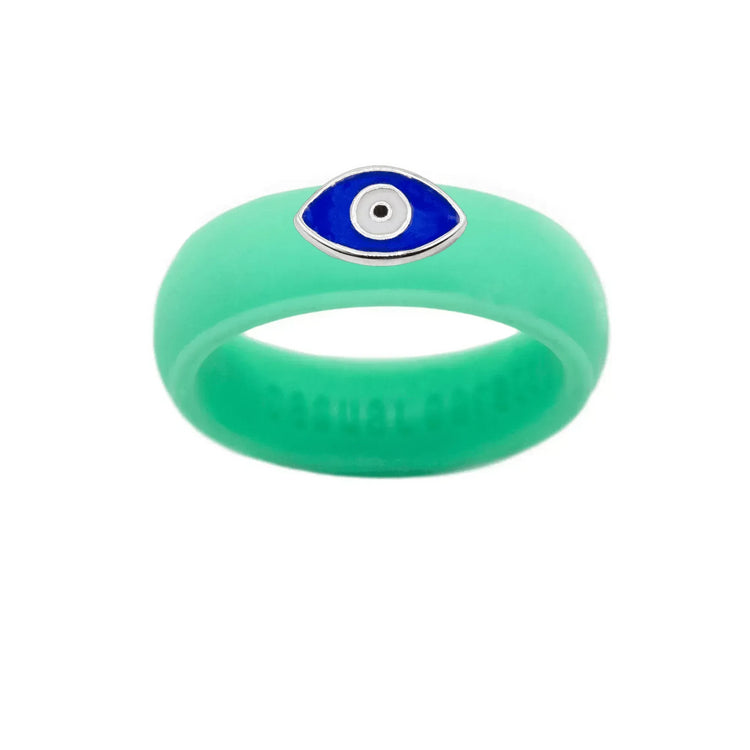 Enamel Evil Eye Silicone Ring - Size 7