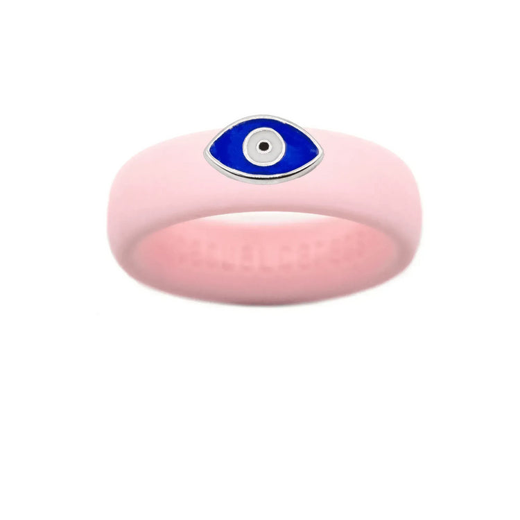 Enamel Evil Eye Silicone Ring - Size 7