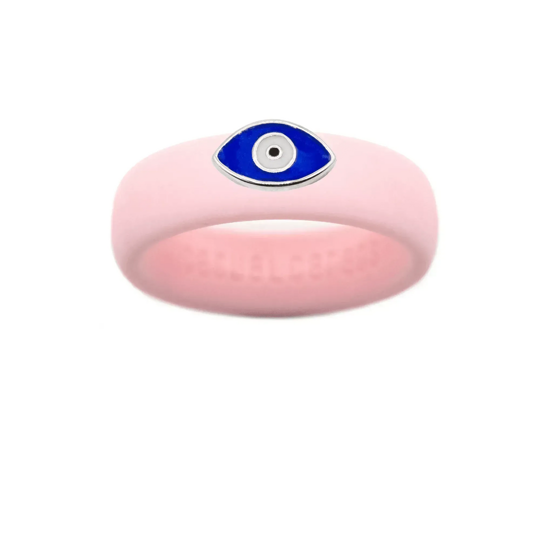 Enamel Evil Eye Silicone Ring - Size 7