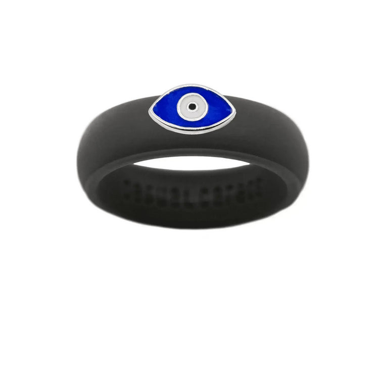 Enamel Evil Eye Silicone Ring - Size 7