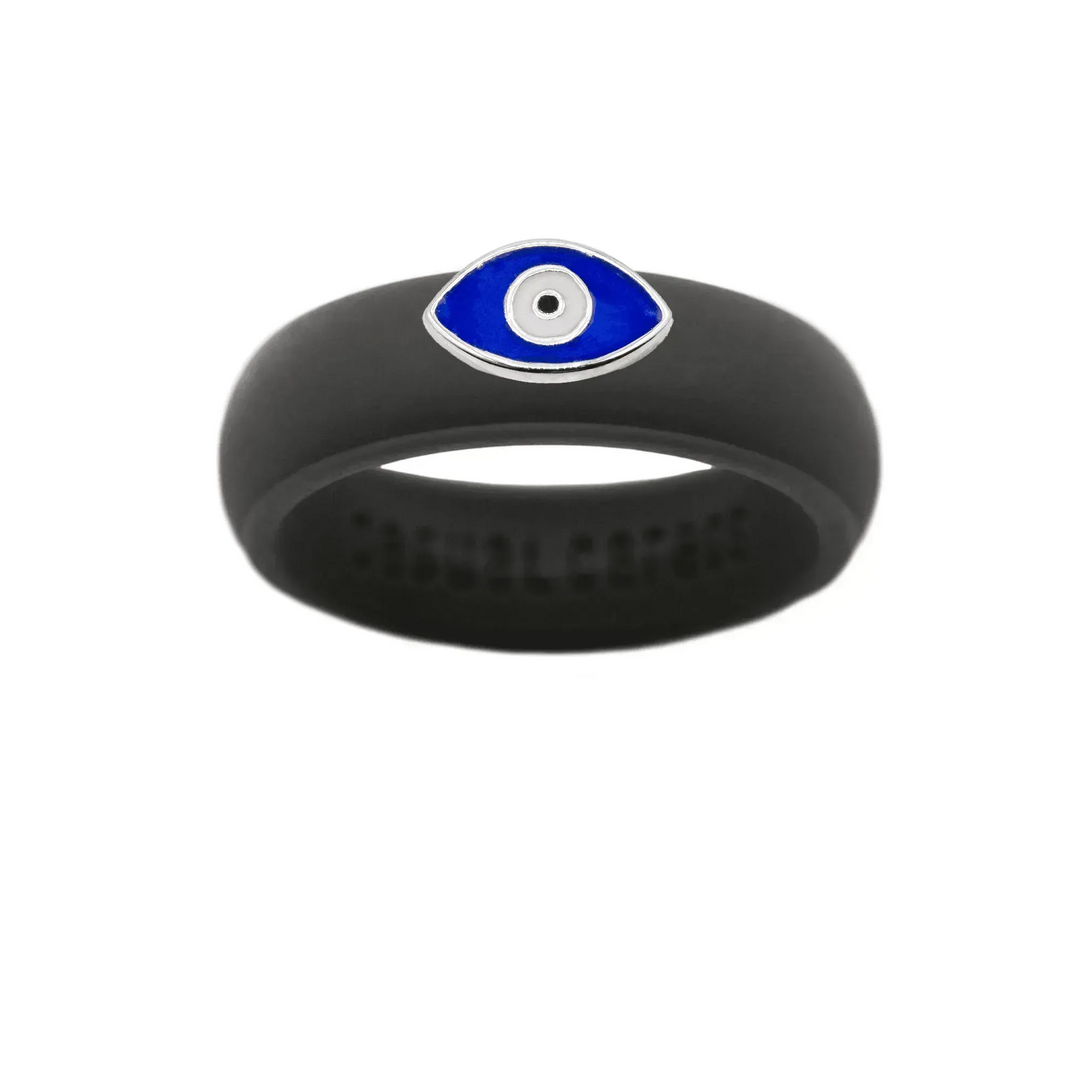 Enamel Evil Eye Silicone Ring - Size 7