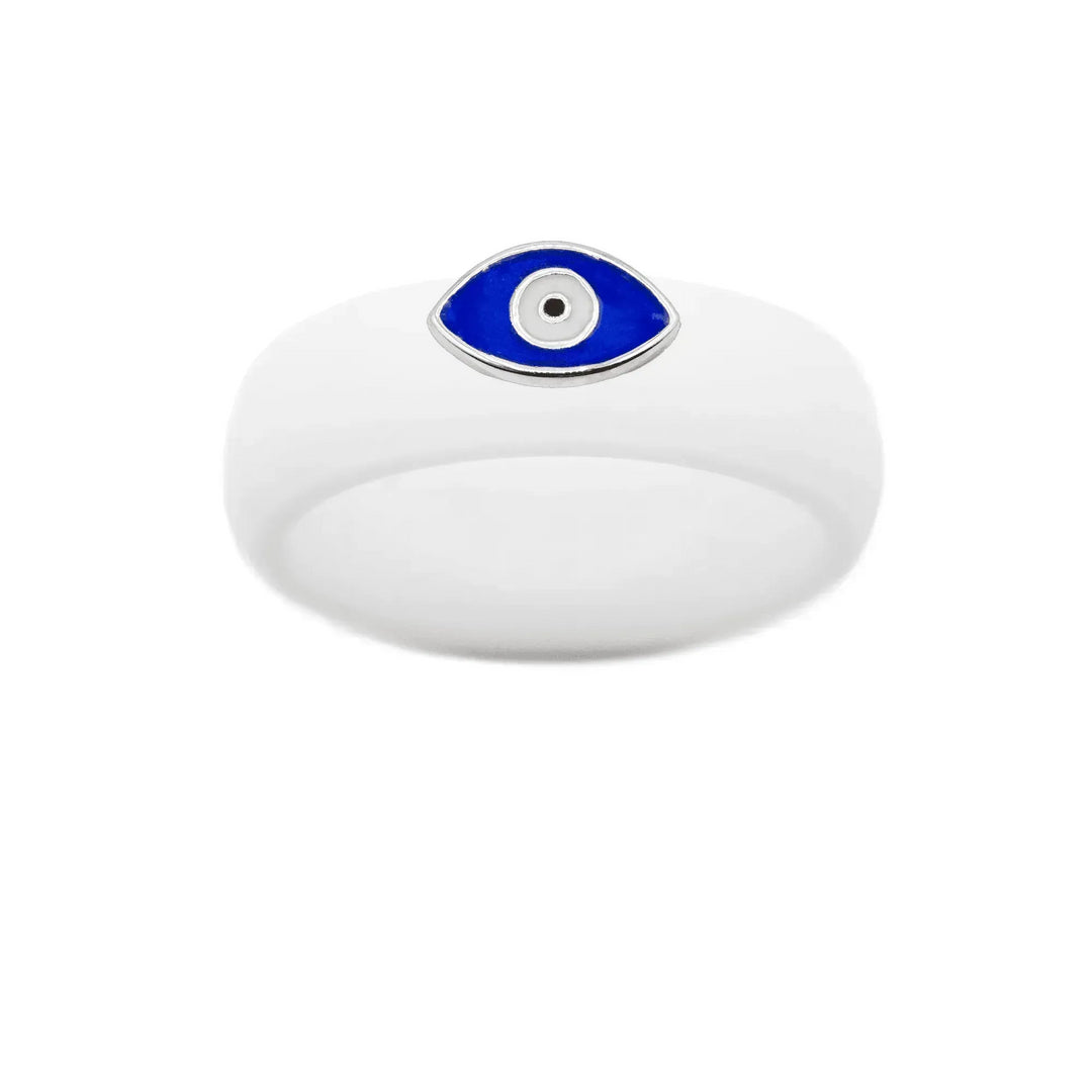 Enamel Evil Eye Silicone Ring - Size 8