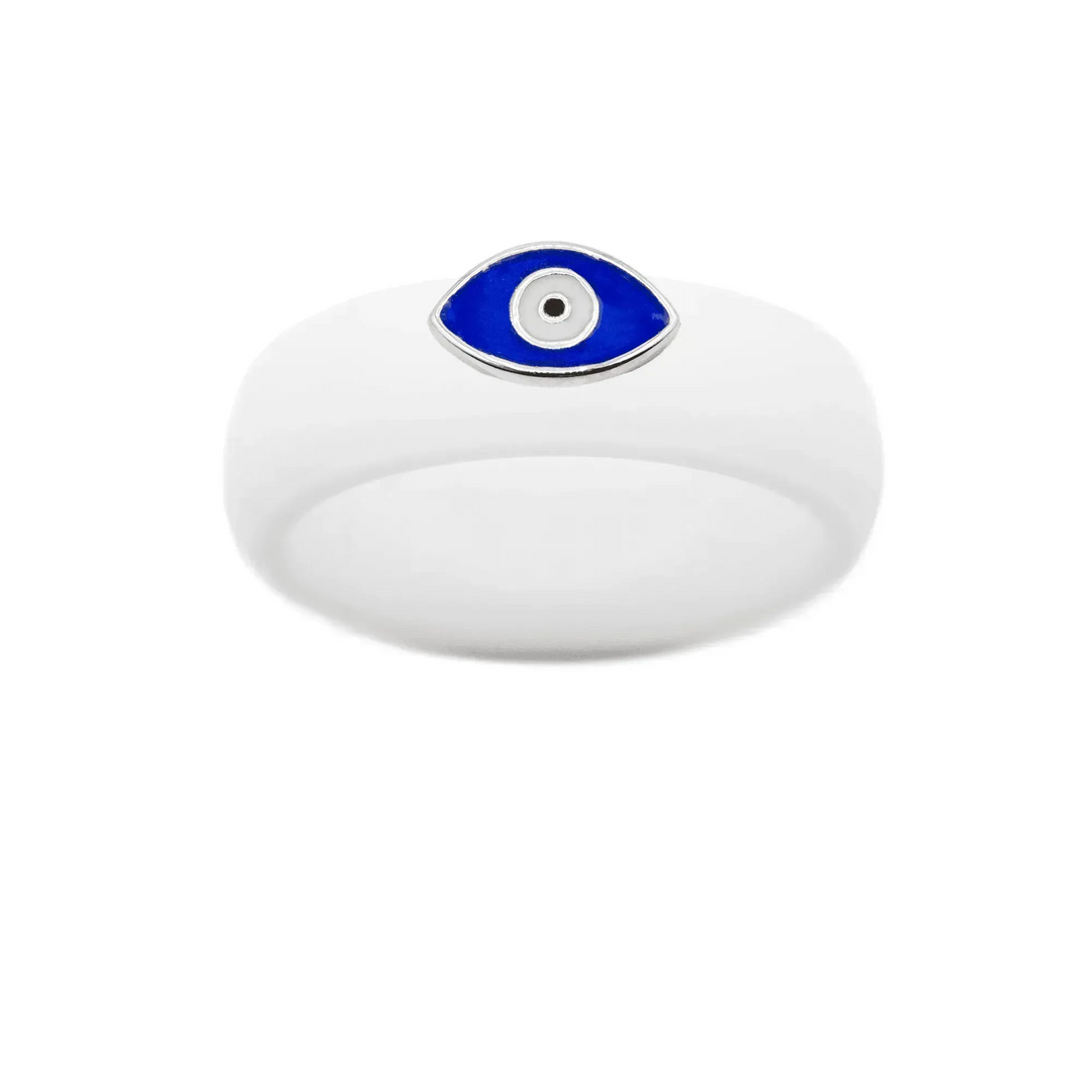 Enamel Evil Eye Silicone Ring - Size 7