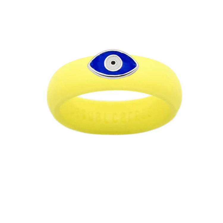 Enamel Evil Eye Silicone Ring - Size 7