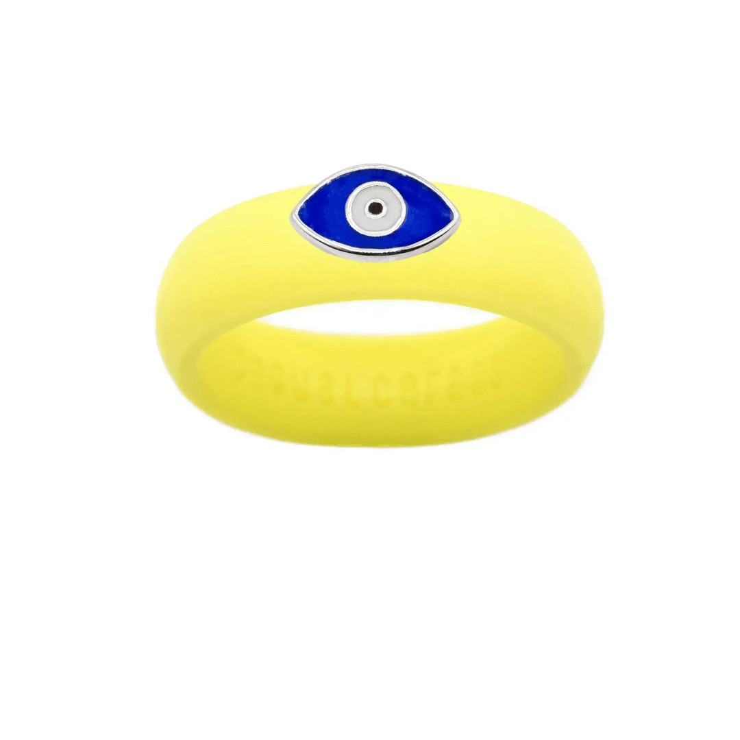 Enamel Evil Eye Silicone Ring - Size 7