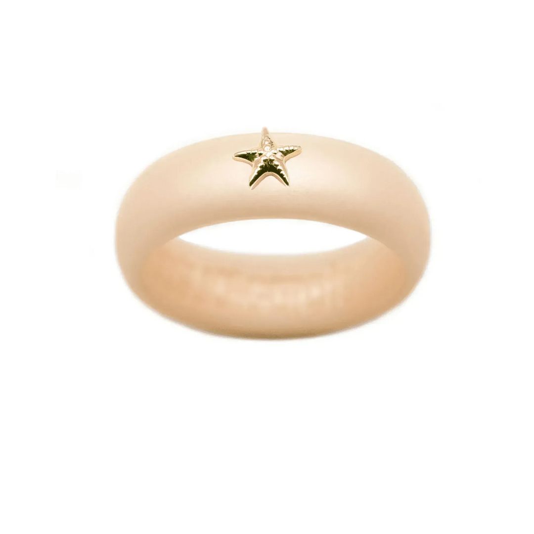 Gold Starfish Silicone Ring - Size 8