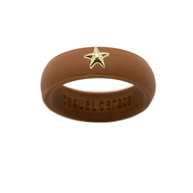 Gold Starfish Silicone Ring - Size 8